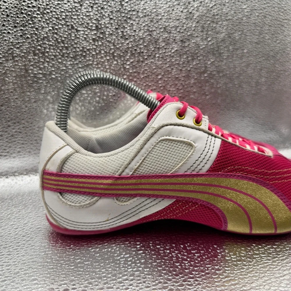 Size 6 Puma Eco Ortholite Pink Gold Womens Driving Athletic Shoes 355000-07